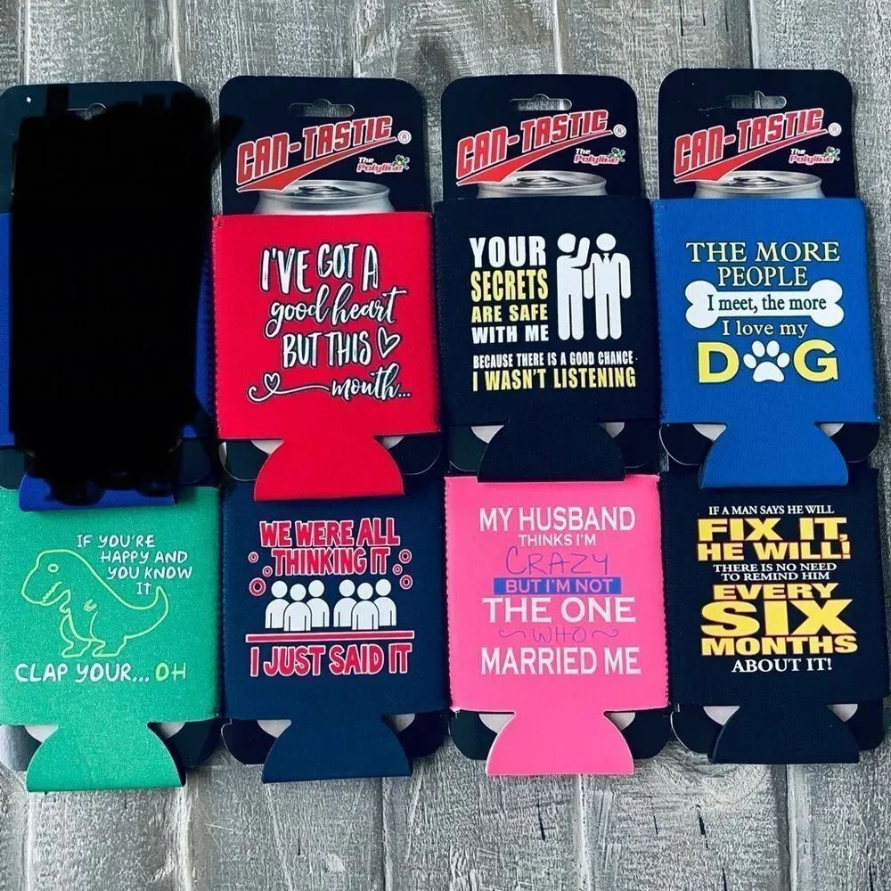 7-pc Lot Funny Humor Quote Coozie Drink Holder Bundle Lot